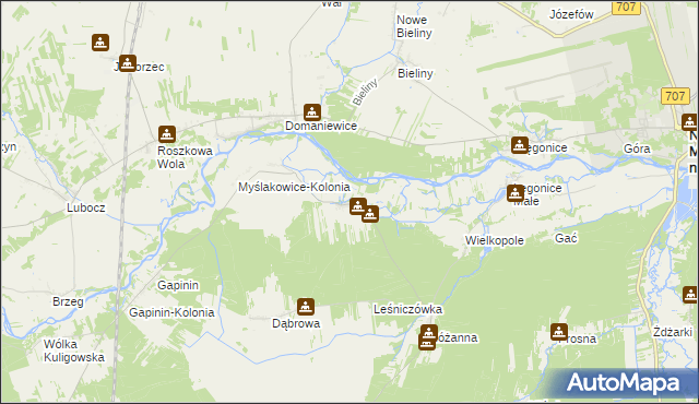 mapa Myślakowice, Myślakowice na mapie Targeo