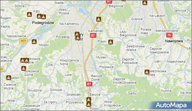 mapa Myślec, Myślec na mapie Targeo