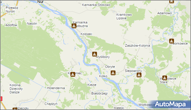 mapa Myślibory, Myślibory na mapie Targeo