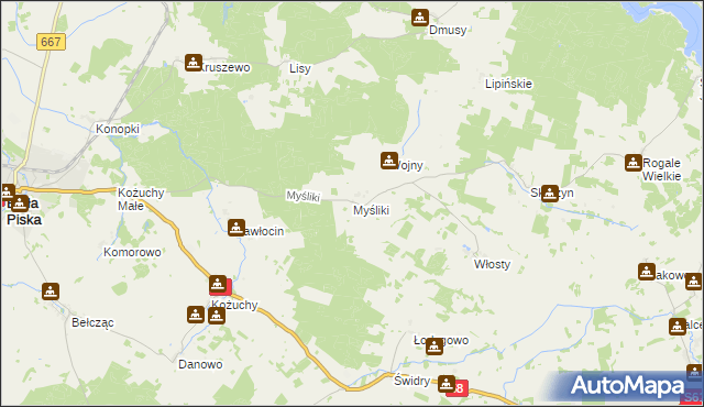 mapa Myśliki, Myśliki na mapie Targeo