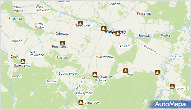 mapa Myśliwczów, Myśliwczów na mapie Targeo