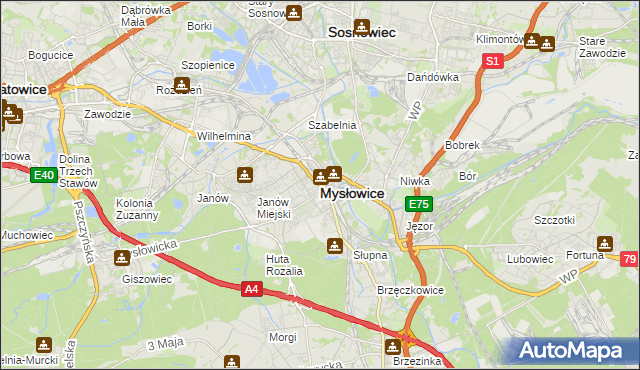 mapa Mysłowice, Mysłowice na mapie Targeo