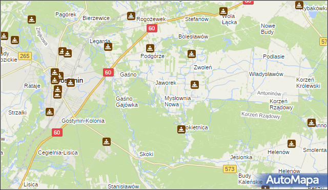 mapa Mysłownia Nowa, Mysłownia Nowa na mapie Targeo