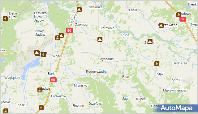 mapa Myszadła, Myszadła na mapie Targeo