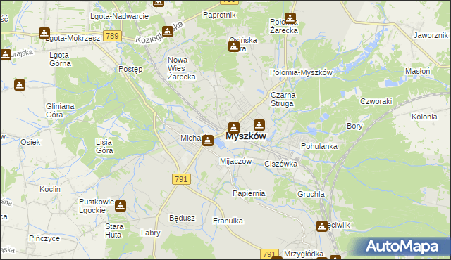 mapa Myszków, Myszków na mapie Targeo