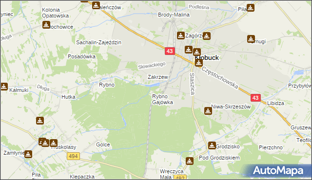 mapa Nadleśnictwo Kłobuck, Nadleśnictwo Kłobuck na mapie Targeo