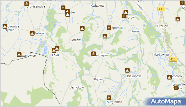 mapa Nadziejów gmina Otmuchów, Nadziejów gmina Otmuchów na mapie Targeo