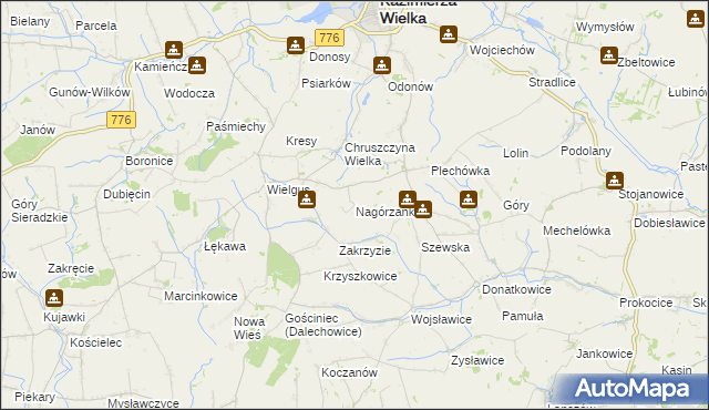 mapa Nagórzanki, Nagórzanki na mapie Targeo