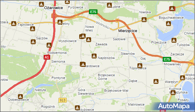 mapa Najdziszów, Najdziszów na mapie Targeo