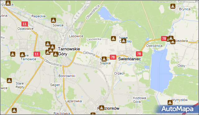 mapa Nakło Śląskie, Nakło Śląskie na mapie Targeo