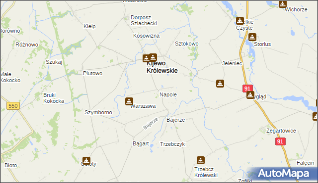 mapa Napole gmina Kijewo Królewskie, Napole gmina Kijewo Królewskie na mapie Targeo