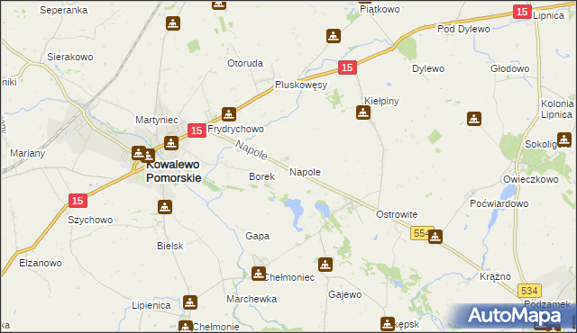 mapa Napole gmina Kowalewo Pomorskie, Napole gmina Kowalewo Pomorskie na mapie Targeo