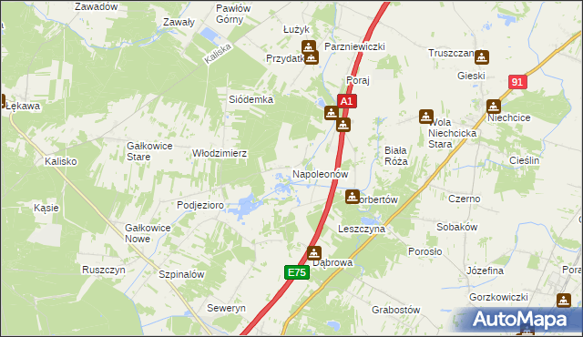 mapa Napoleonów gmina Kamieńsk, Napoleonów gmina Kamieńsk na mapie Targeo