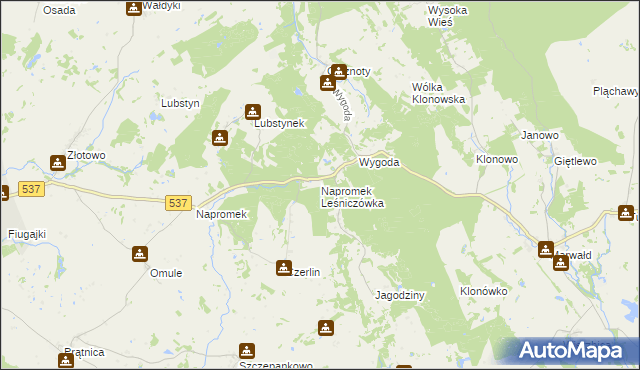 mapa Napromek Leśniczówka, Napromek Leśniczówka na mapie Targeo