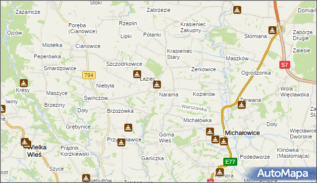 mapa Narama, Narama na mapie Targeo