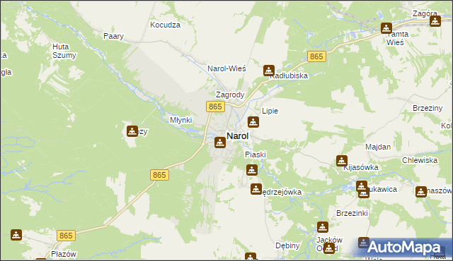 mapa Narol, Narol na mapie Targeo