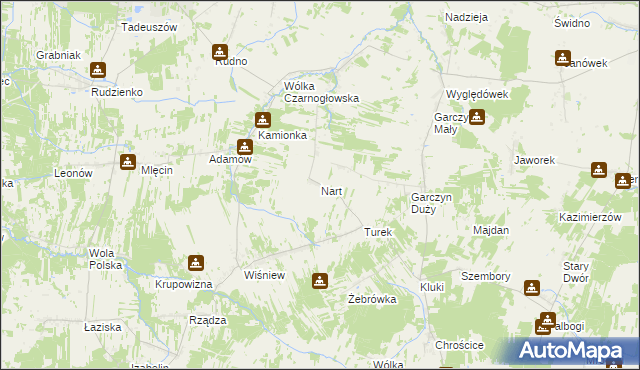 mapa Nart gmina Jakubów, Nart gmina Jakubów na mapie Targeo