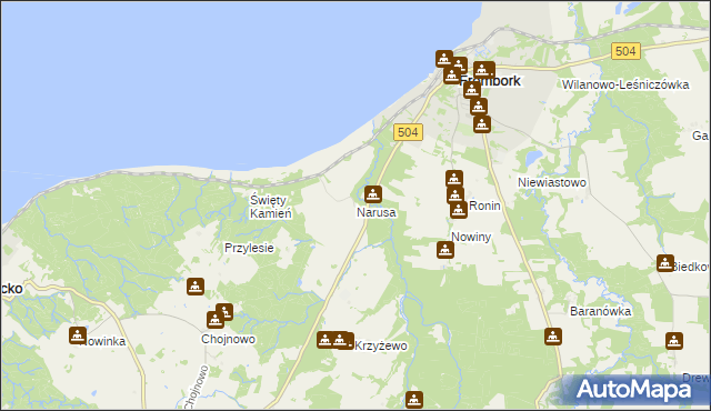 mapa Narusa, Narusa na mapie Targeo