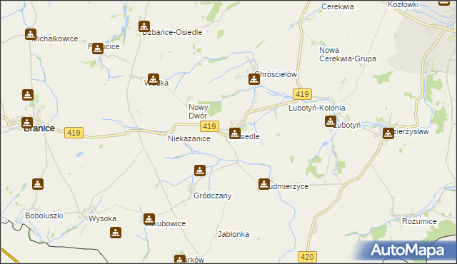 mapa Nasiedle, Nasiedle na mapie Targeo