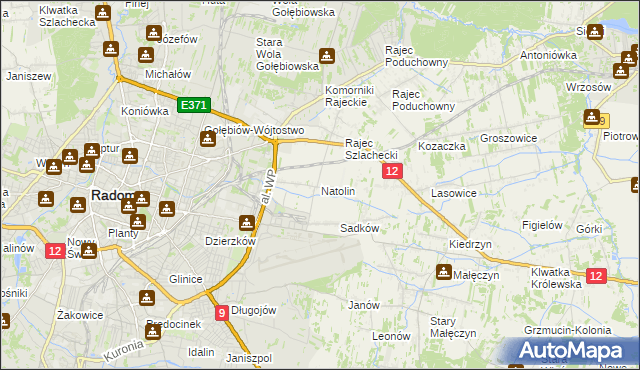 mapa Natolin gmina Jedlnia-Letnisko, Natolin gmina Jedlnia-Letnisko na mapie Targeo