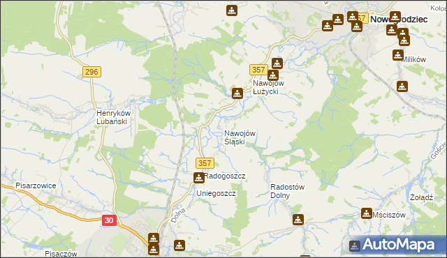 mapa Nawojów Śląski, Nawojów Śląski na mapie Targeo