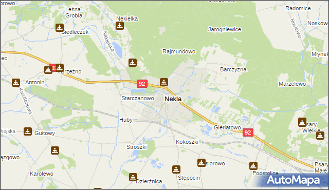 mapa Nekla powiat wrzesiński, Nekla powiat wrzesiński na mapie Targeo