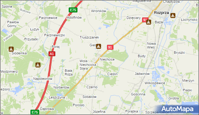 mapa Niechcice, Niechcice na mapie Targeo