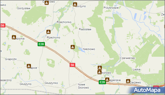 mapa Nieckowo, Nieckowo na mapie Targeo