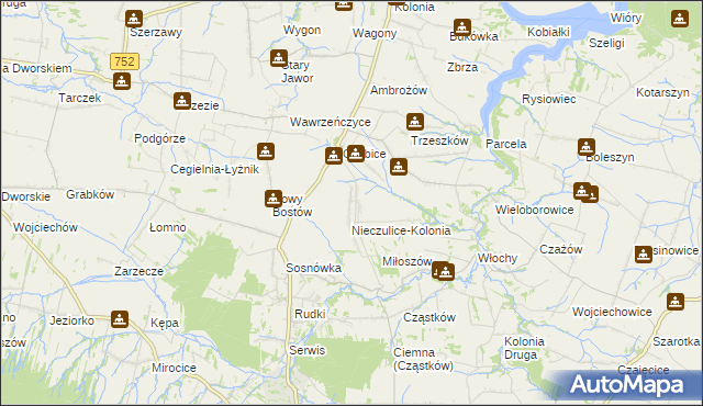 mapa Nieczulice gmina Pawłów, Nieczulice gmina Pawłów na mapie Targeo