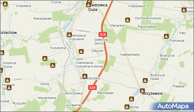 mapa Niedrzwica Kościelna-Kolonia, Niedrzwica Kościelna-Kolonia na mapie Targeo