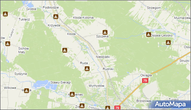 mapa Niedziałki gmina Rytwiany, Niedziałki gmina Rytwiany na mapie Targeo