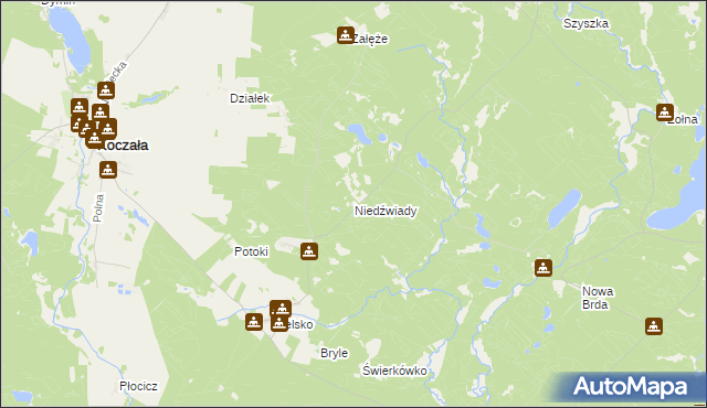 mapa Niedźwiady gmina Koczała, Niedźwiady gmina Koczała na mapie Targeo