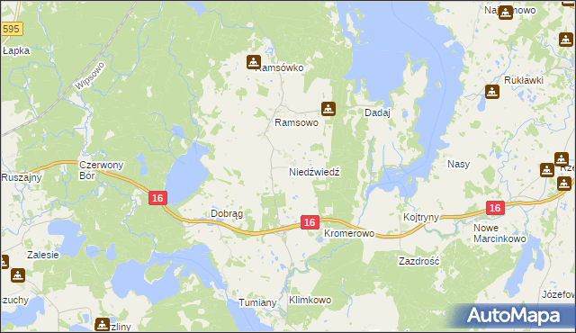 mapa Niedźwiedź gmina Barczewo, Niedźwiedź gmina Barczewo na mapie Targeo