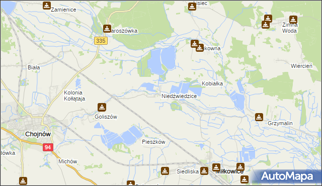 mapa Niedźwiedzice, Niedźwiedzice na mapie Targeo