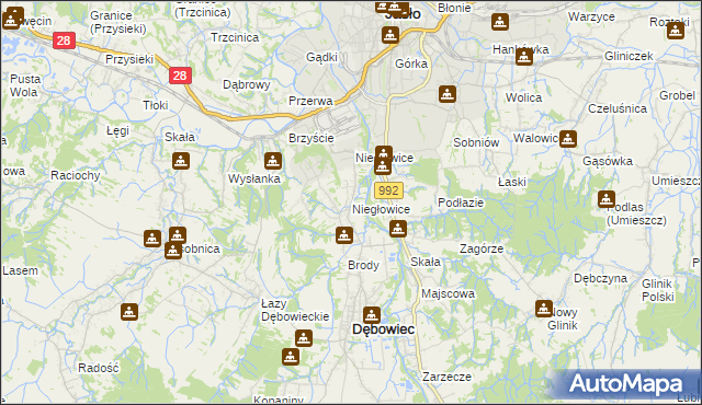 mapa Niegłowice, Niegłowice na mapie Targeo