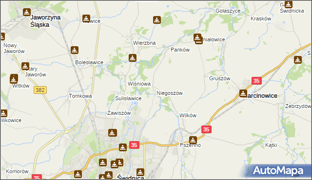 mapa Niegoszów, Niegoszów na mapie Targeo