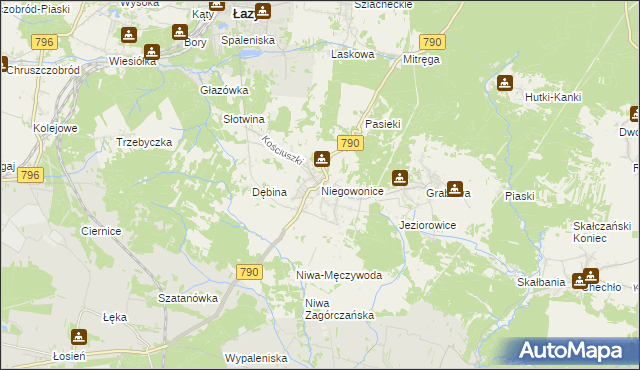 mapa Niegowonice, Niegowonice na mapie Targeo