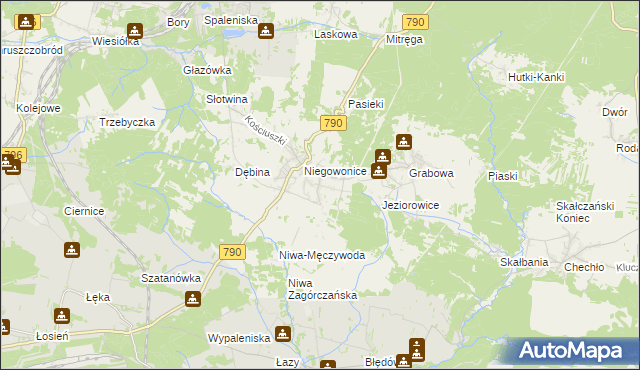 mapa Niegowoniczki, Niegowoniczki na mapie Targeo