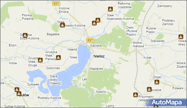 mapa Nielisz, Nielisz na mapie Targeo