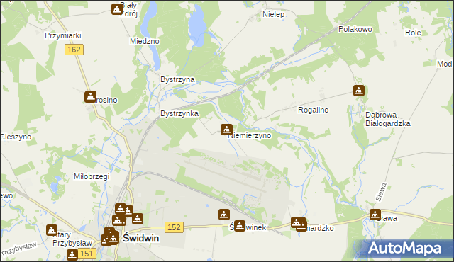 mapa Niemierzyno gmina Świdwin, Niemierzyno gmina Świdwin na mapie Targeo