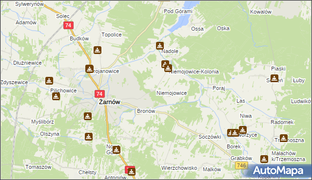 mapa Niemojowice, Niemojowice na mapie Targeo