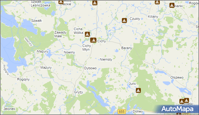 mapa Niemsty, Niemsty na mapie Targeo