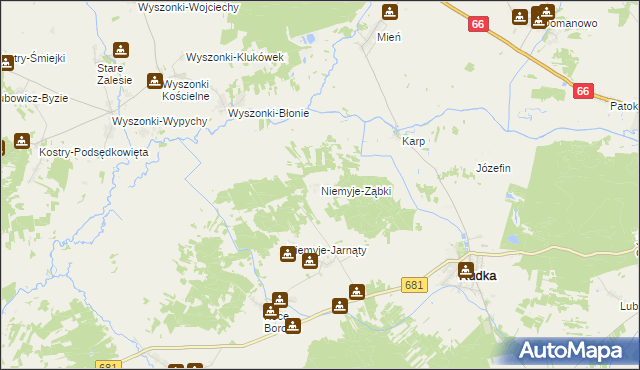 mapa Niemyje-Ząbki, Niemyje-Ząbki na mapie Targeo