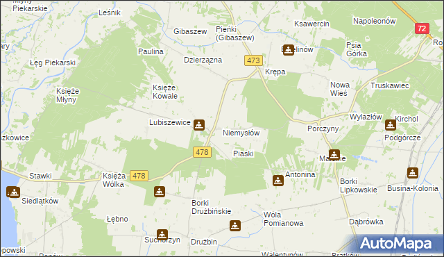 mapa Niemysłów, Niemysłów na mapie Targeo