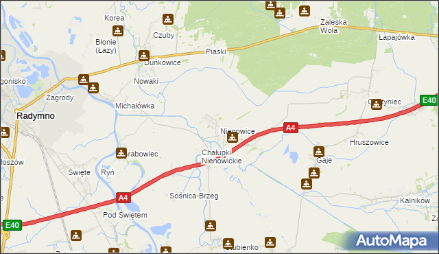 mapa Nienowice, Nienowice na mapie Targeo