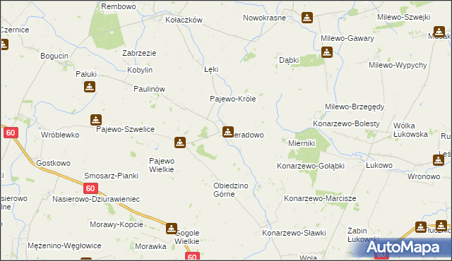 mapa Nieradowo gmina Gołymin-Ośrodek, Nieradowo gmina Gołymin-Ośrodek na mapie Targeo