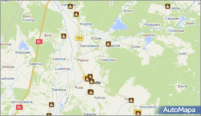 mapa Niesulów, Niesulów na mapie Targeo