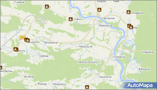 mapa Nieszczyce, Nieszczyce na mapie Targeo