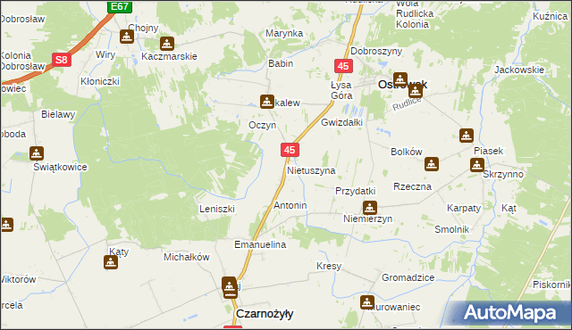 mapa Nietuszyna, Nietuszyna na mapie Targeo