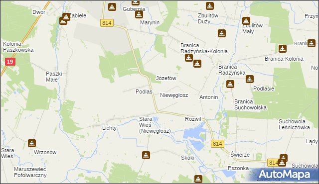 mapa Niewęgłosz, Niewęgłosz na mapie Targeo